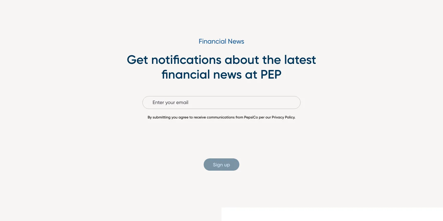 pepsico.com Email Capture section