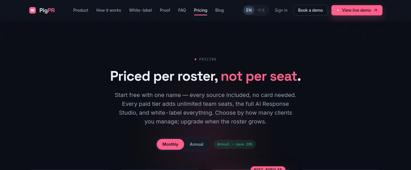 pigpr.com Hero section