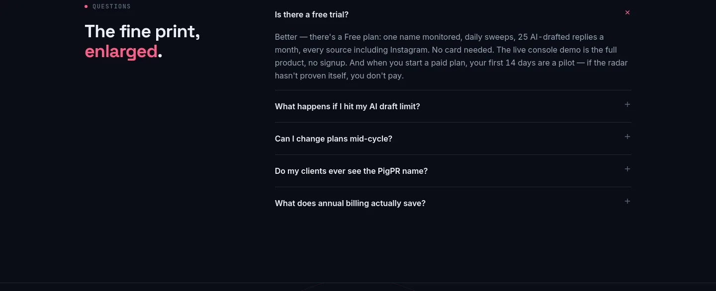 pigpr.com FAQ section