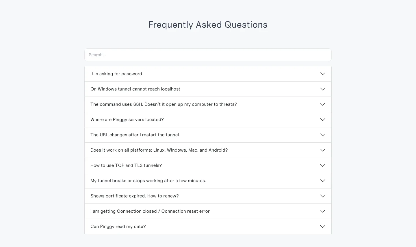 pinggy.io FAQ section