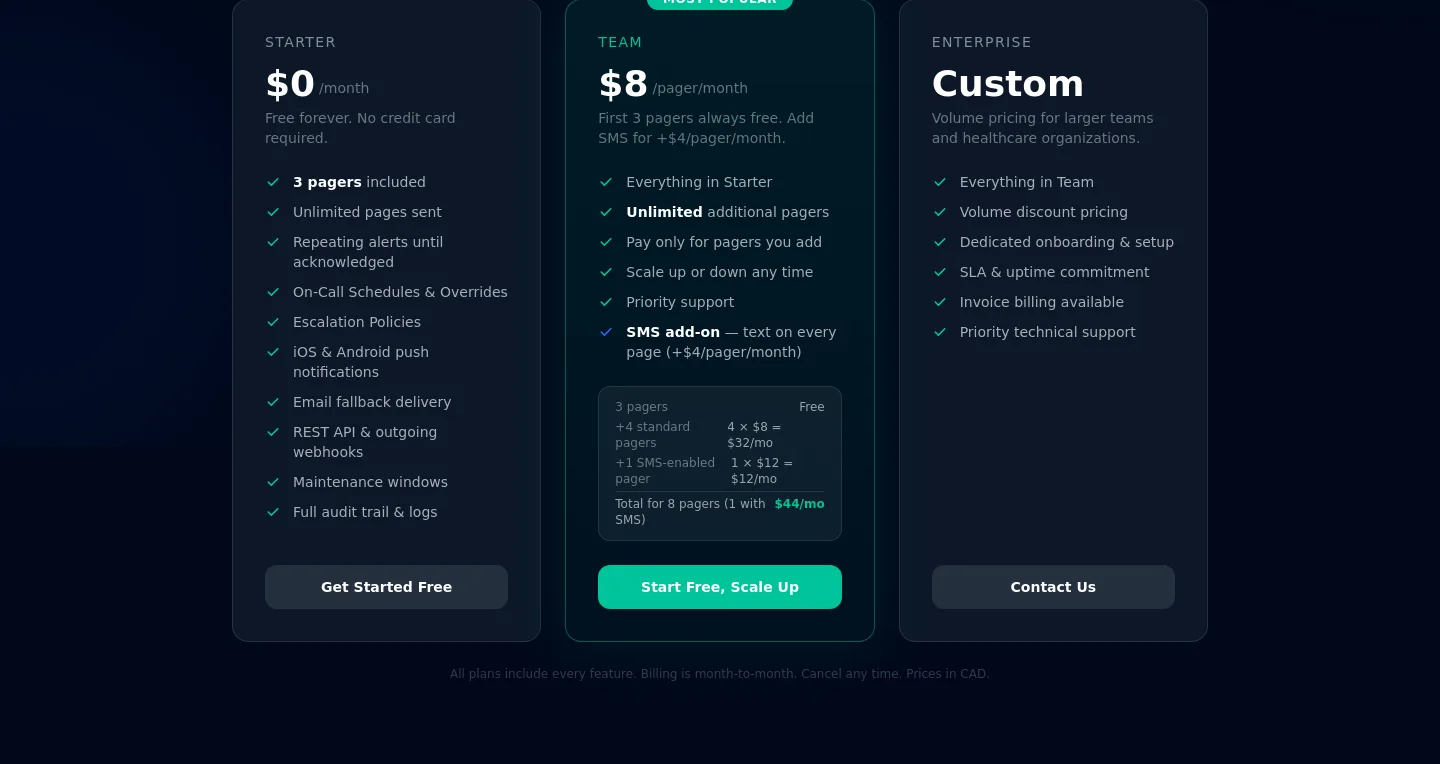 pingparrot.app Pricing section