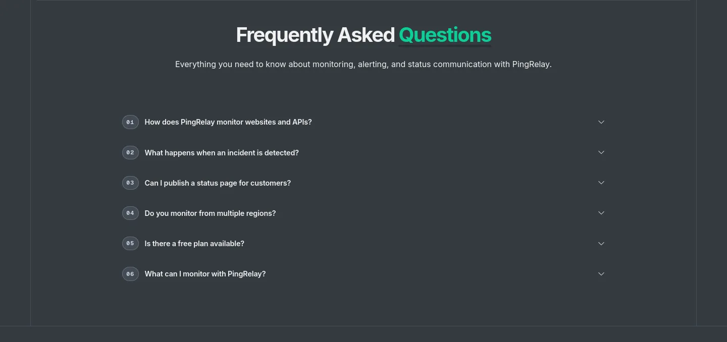 pingrelay.com — FAQ