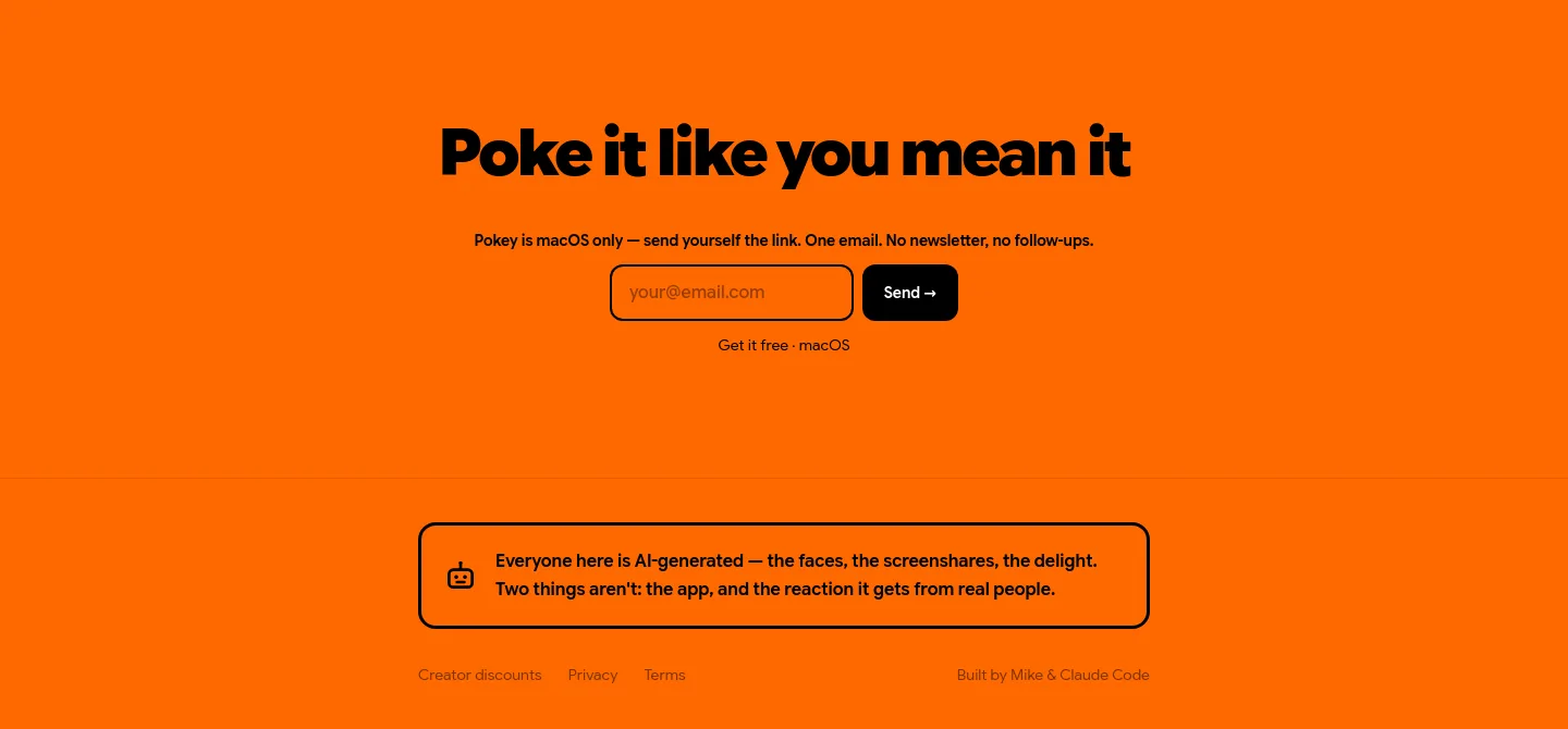 pokeyapp.com Email Capture section
