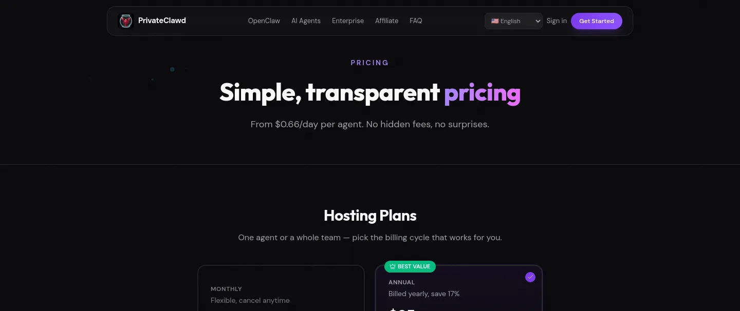 privateclawd.com Hero section