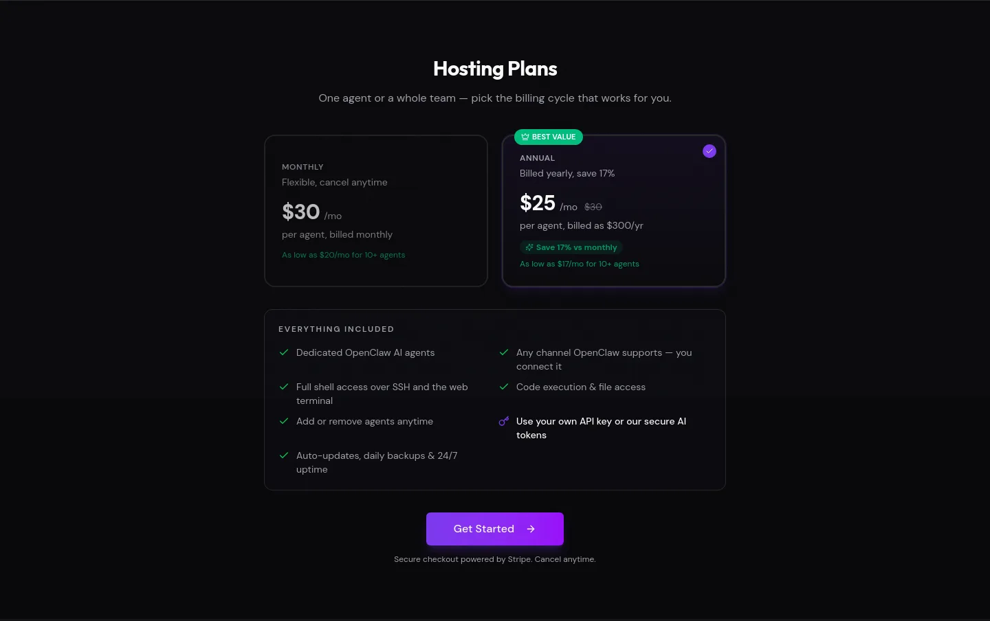 privateclawd.com Pricing section