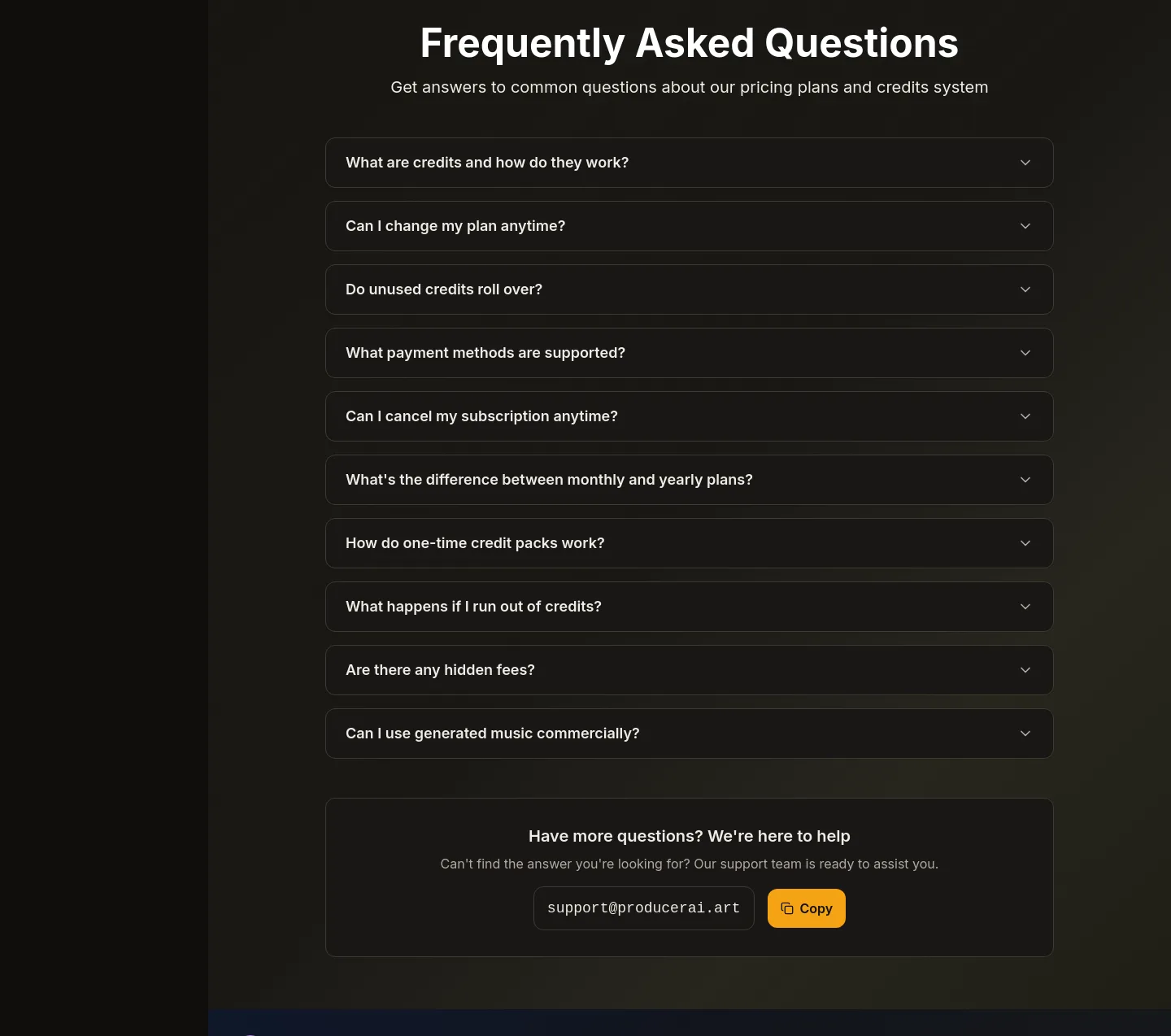producerai.art FAQ section