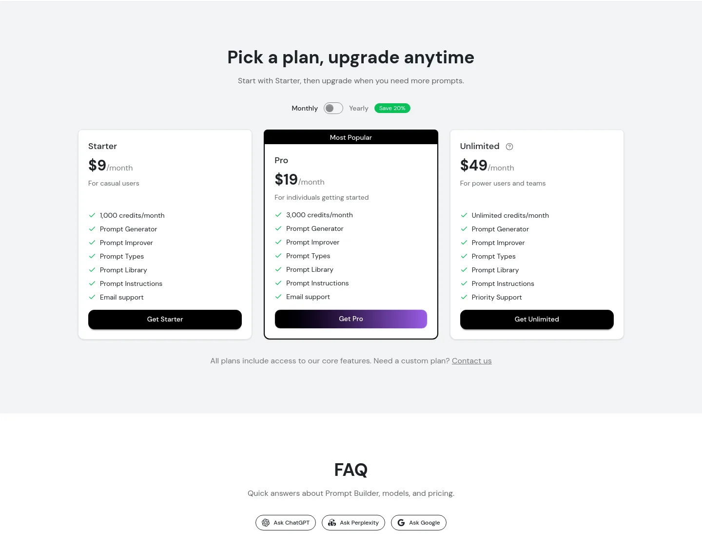 promptbuilder.cc — Pricing