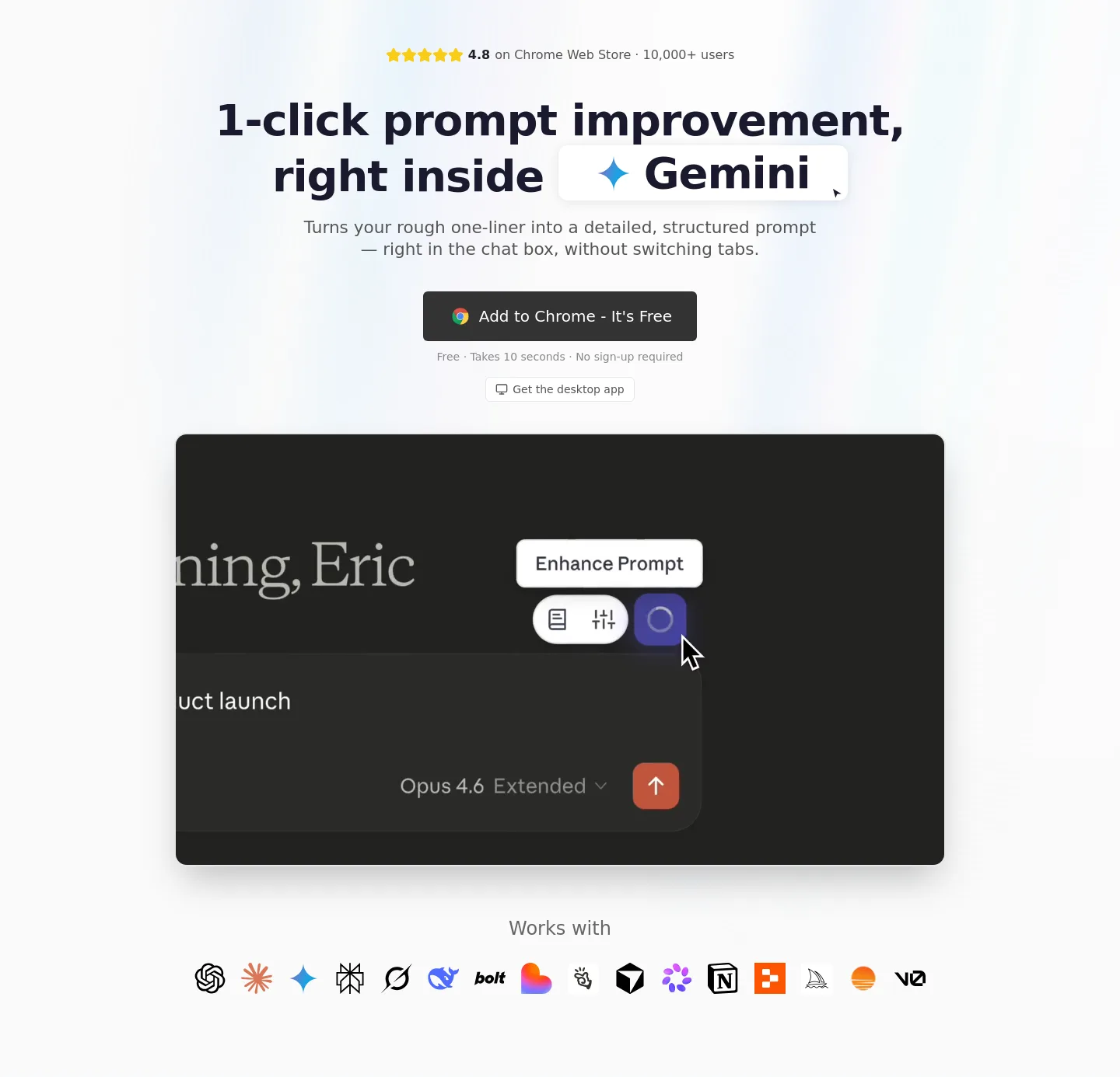 promptsloth.com Hero section