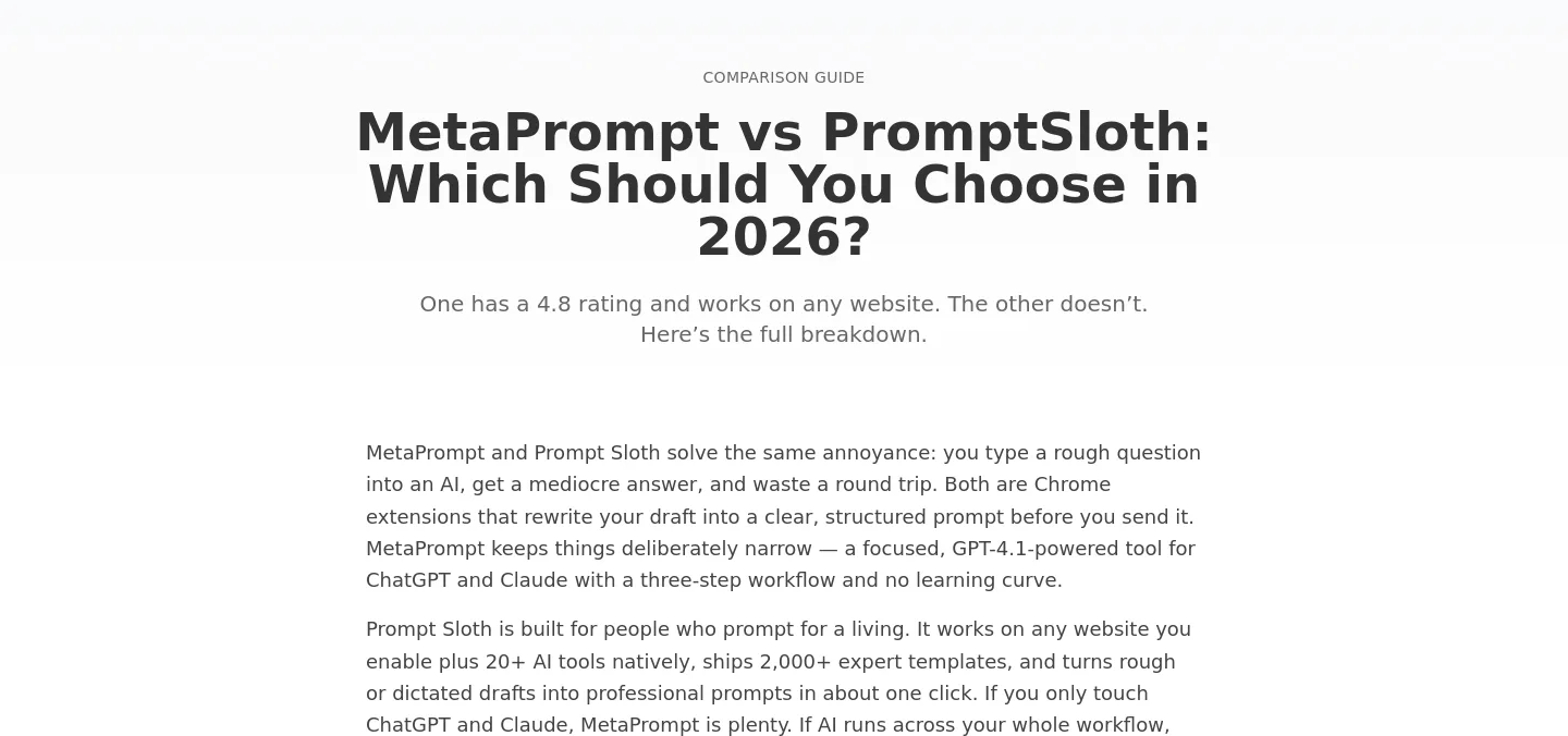 promptsloth.com Hero section