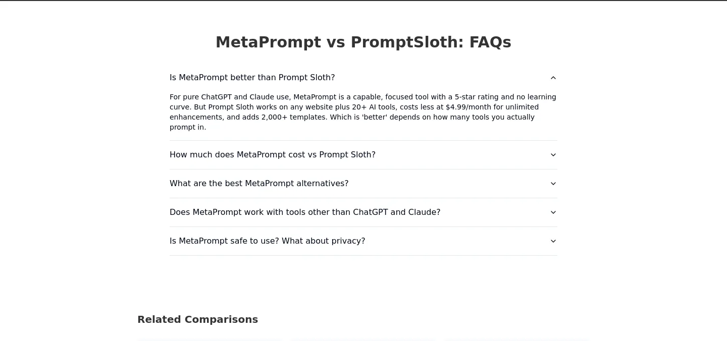 promptsloth.com FAQ section