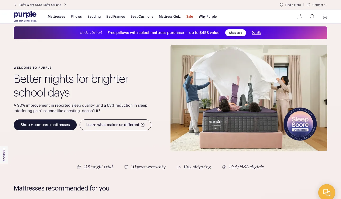 purple.com — a measured funnel