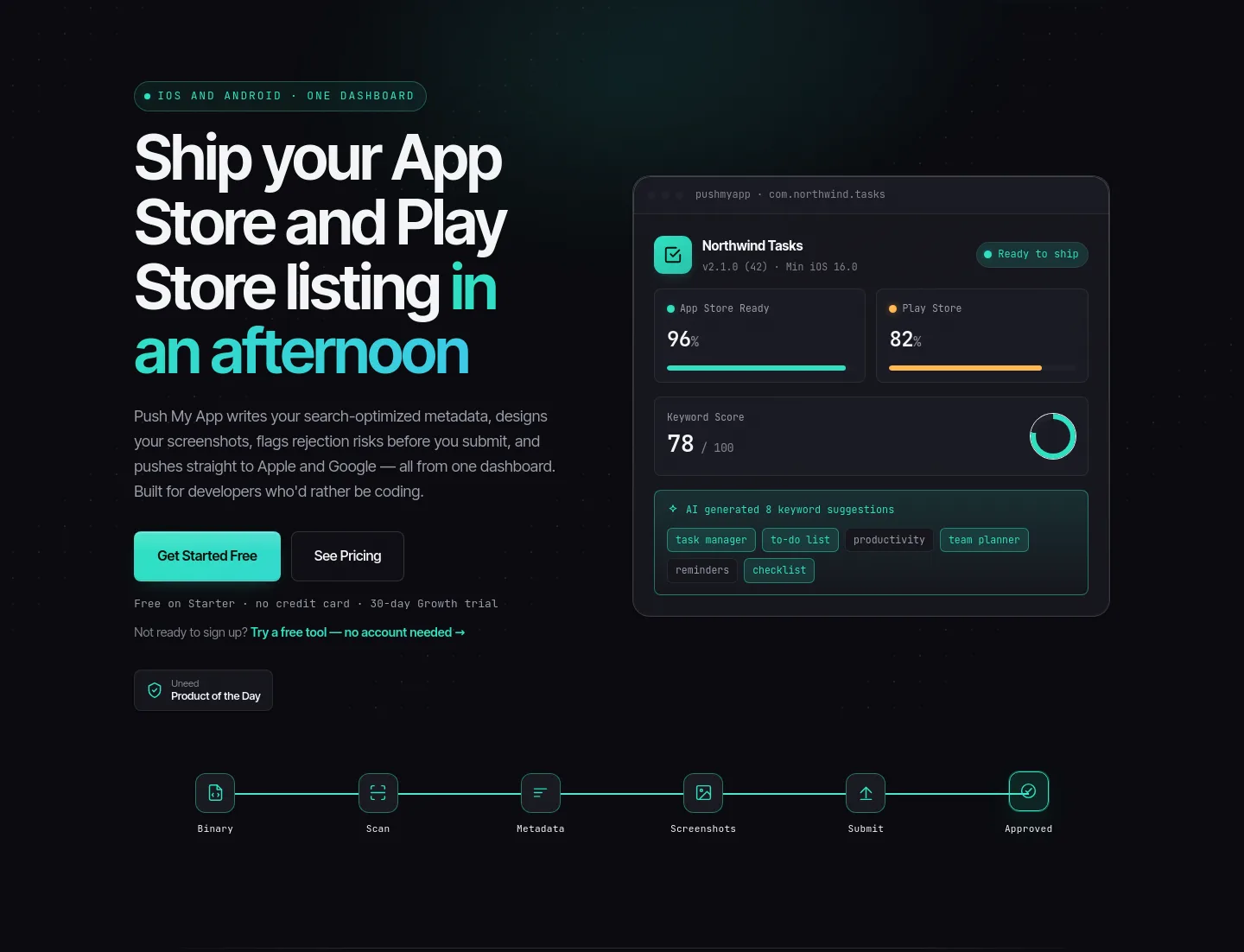 pushmyapp.ai — Hero