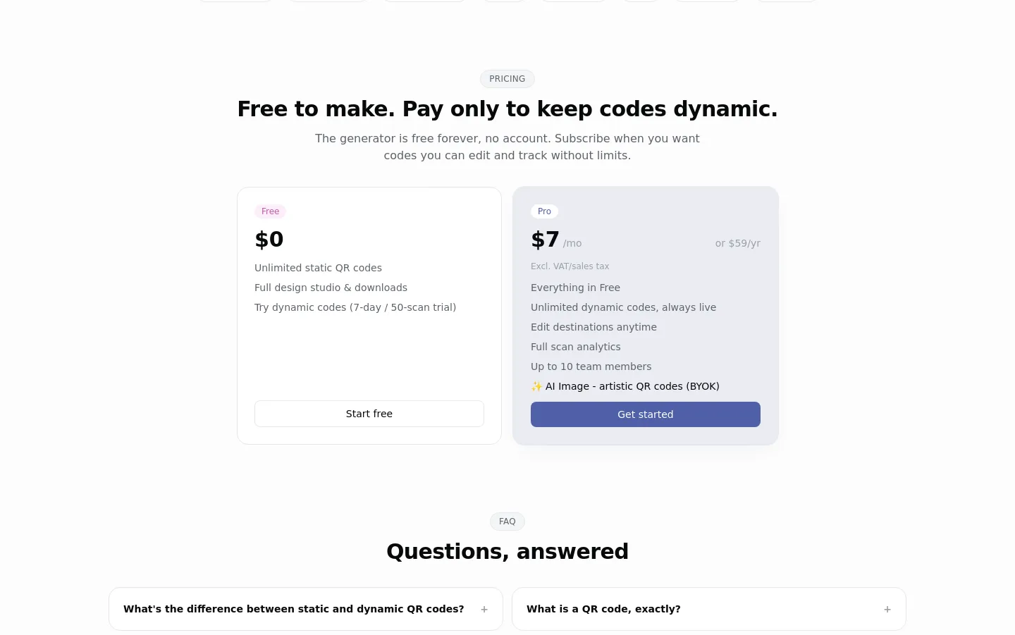 qrhubly.com — Pricing