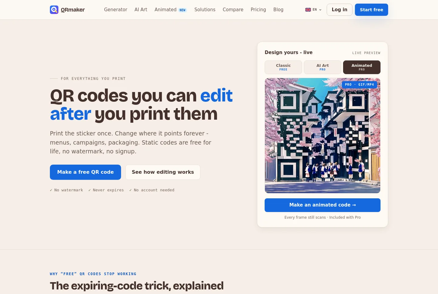 qrmkr.io — The Pricing Page