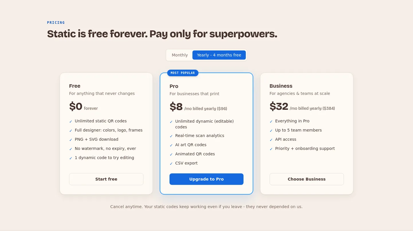 qrmkr.io — Pricing