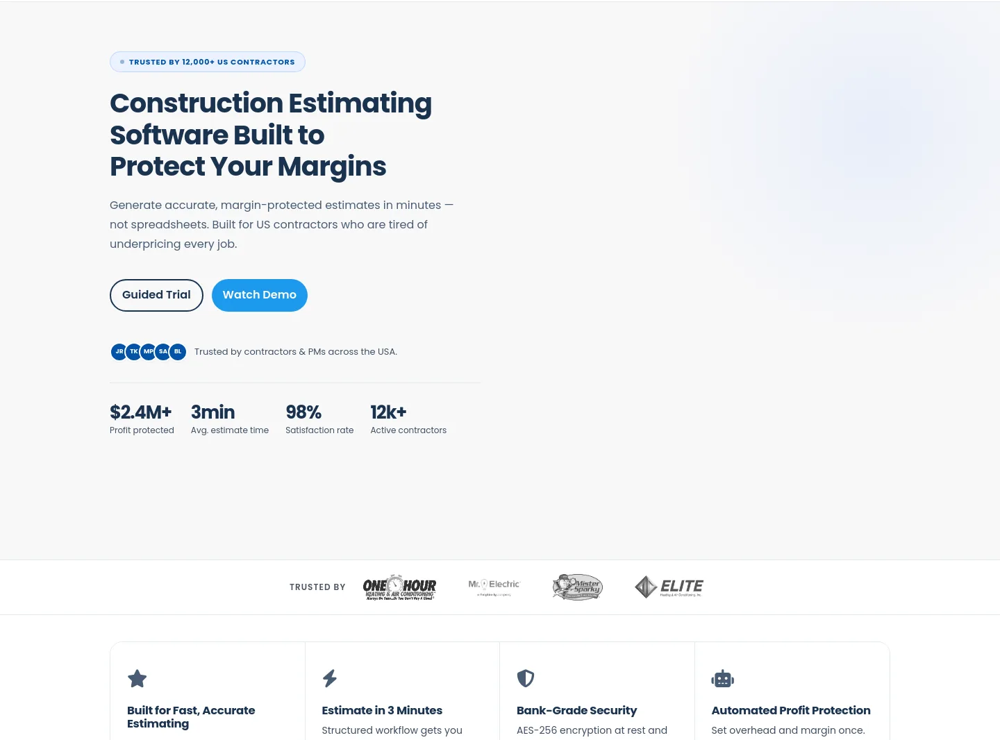 quickestimate.io — a real Hero section