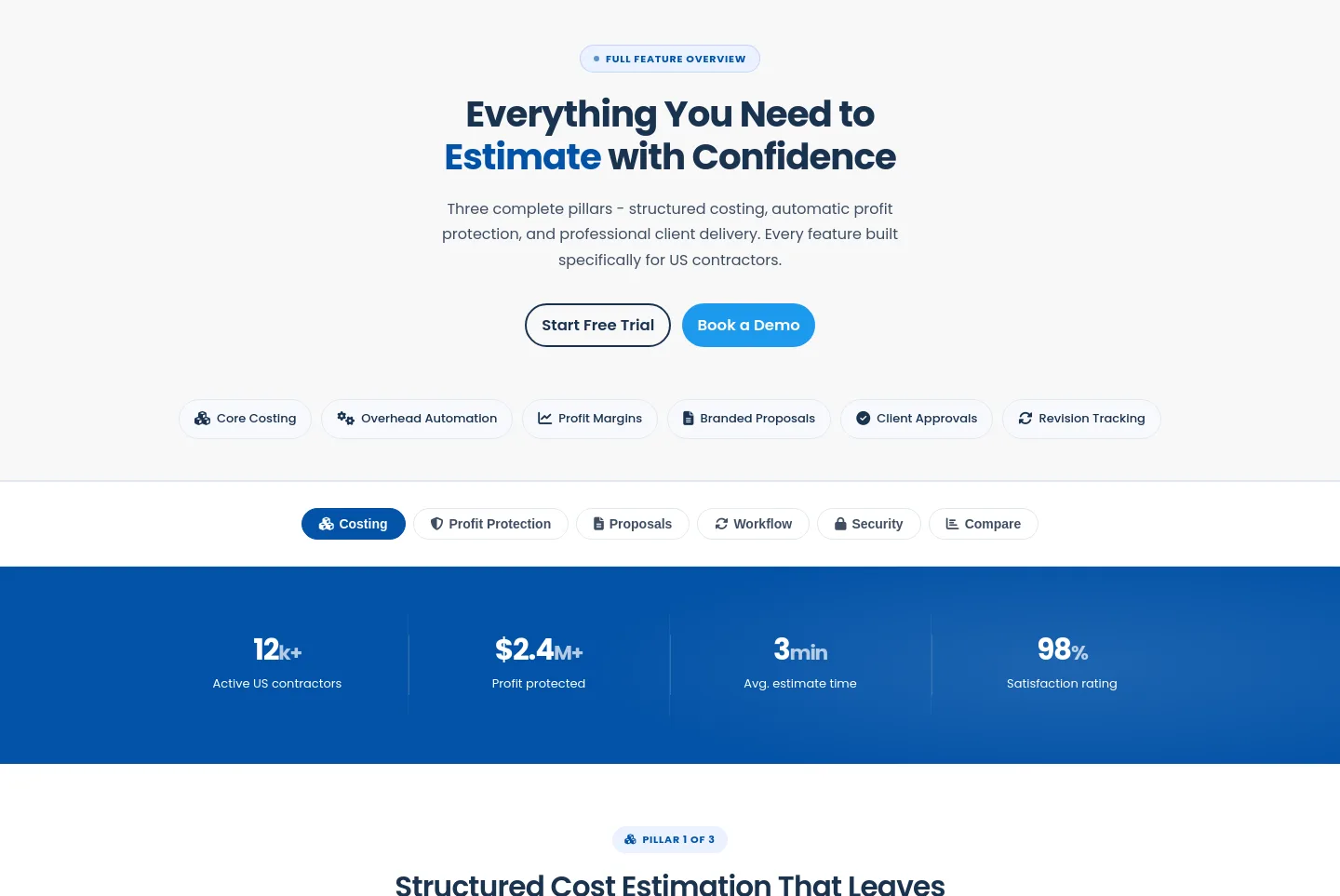 quickestimate.io Hero section