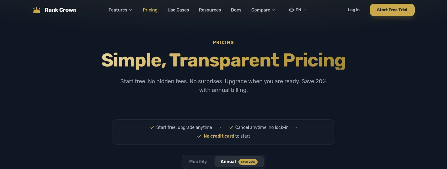 rankcrown.com Hero section