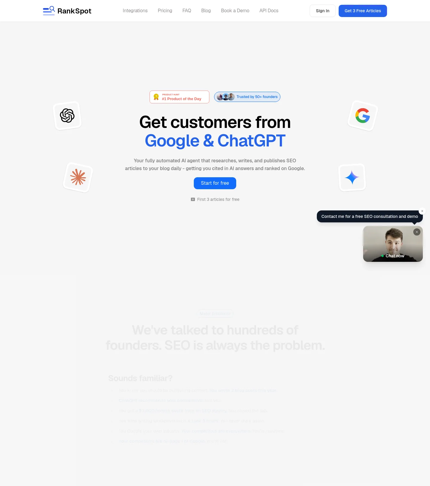 rankspot.ai — Hero + Logo Wall + Pricing + FAQ