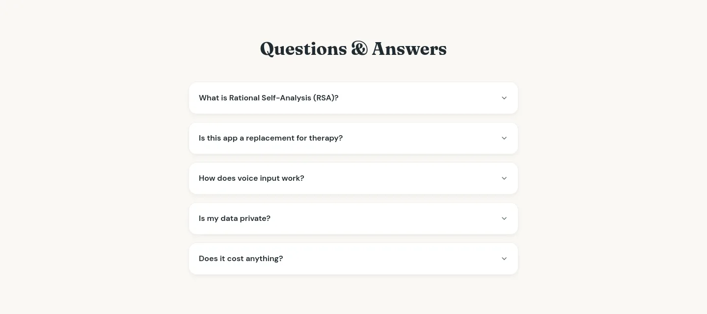 rationalselfanalysis.com — FAQ