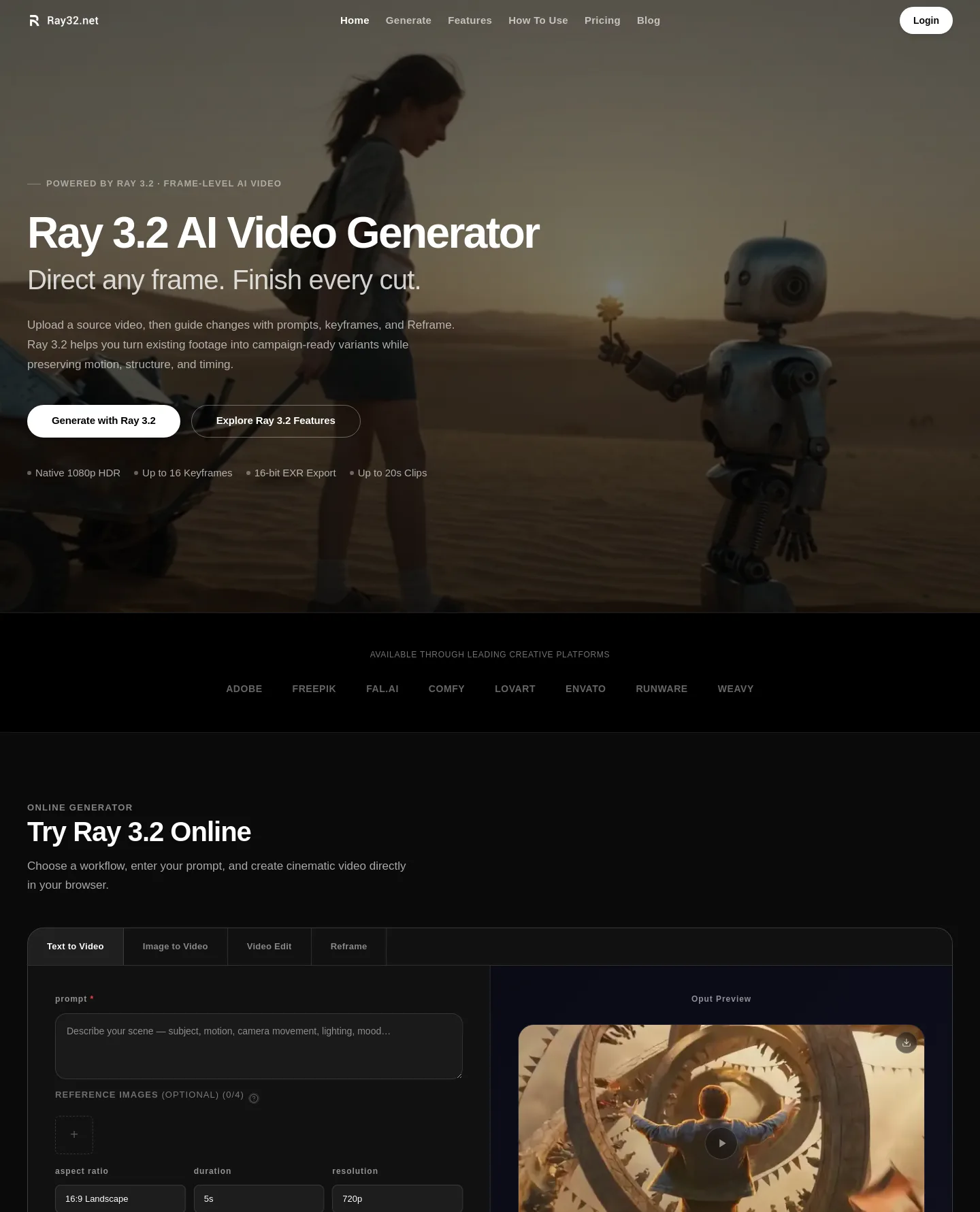 ray32.net — a real Hero section