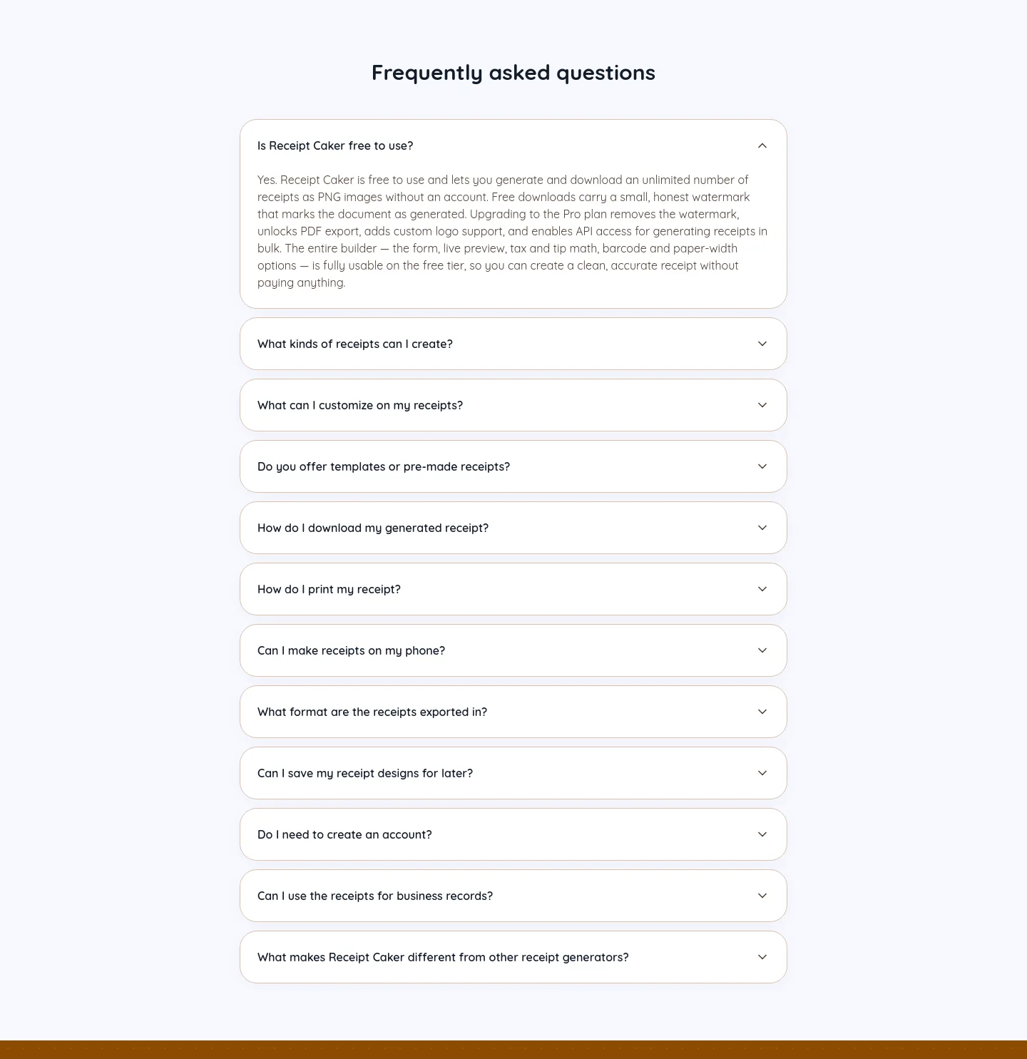 receiptcaker.com — FAQ