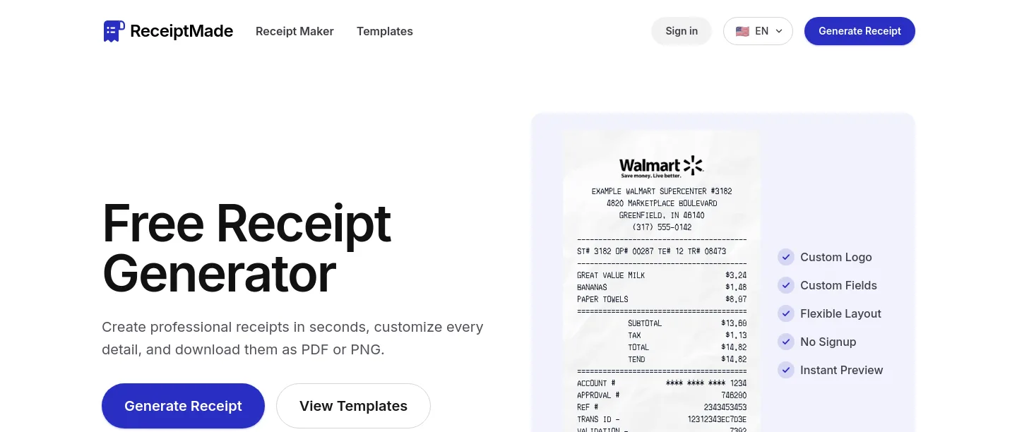 receiptmade.com — a measured funnel