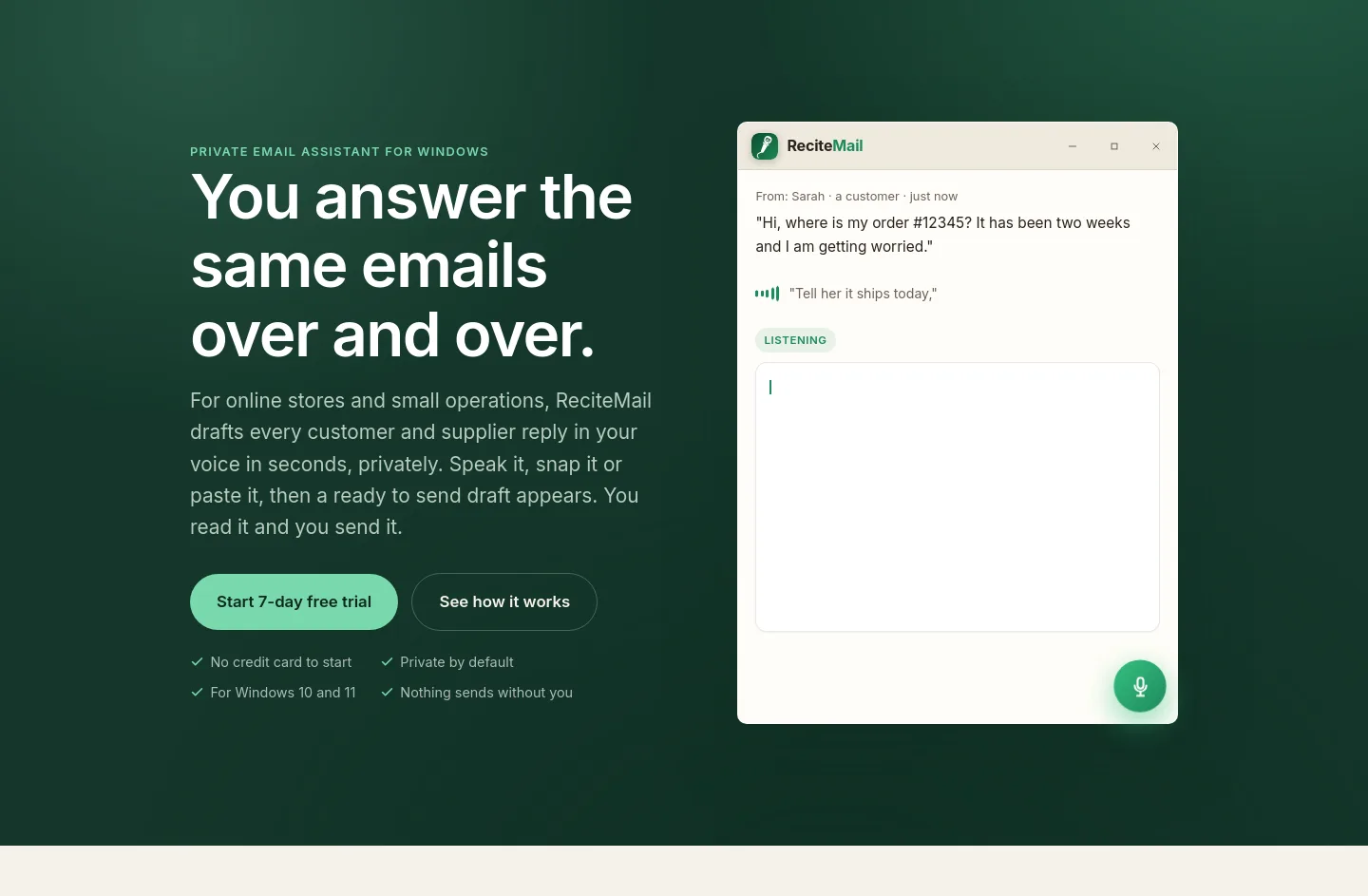 recitemail.io — Hero