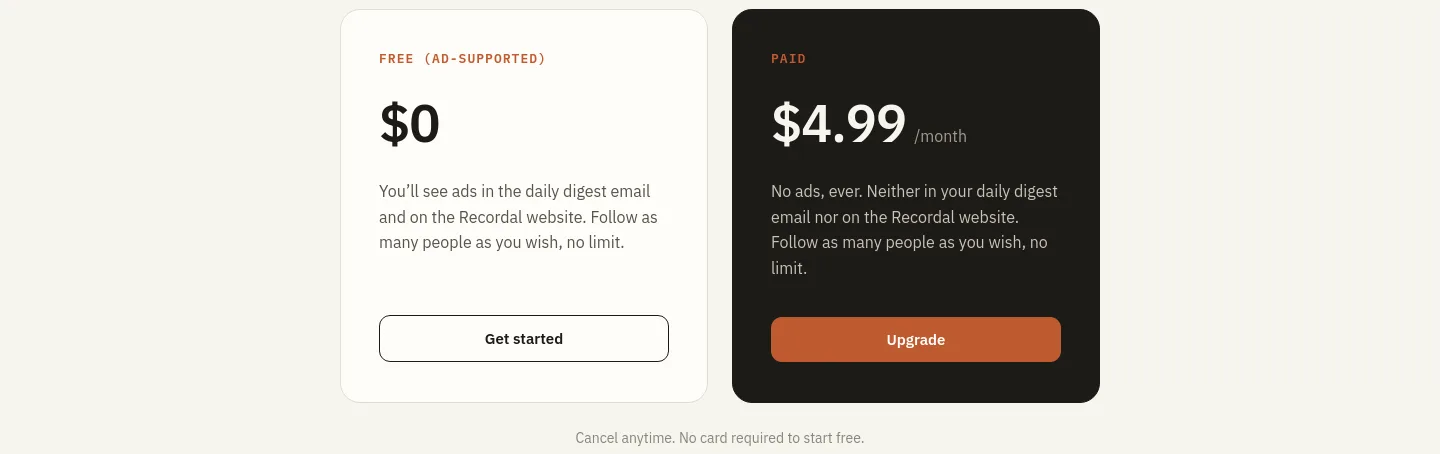 recordal.app — Pricing