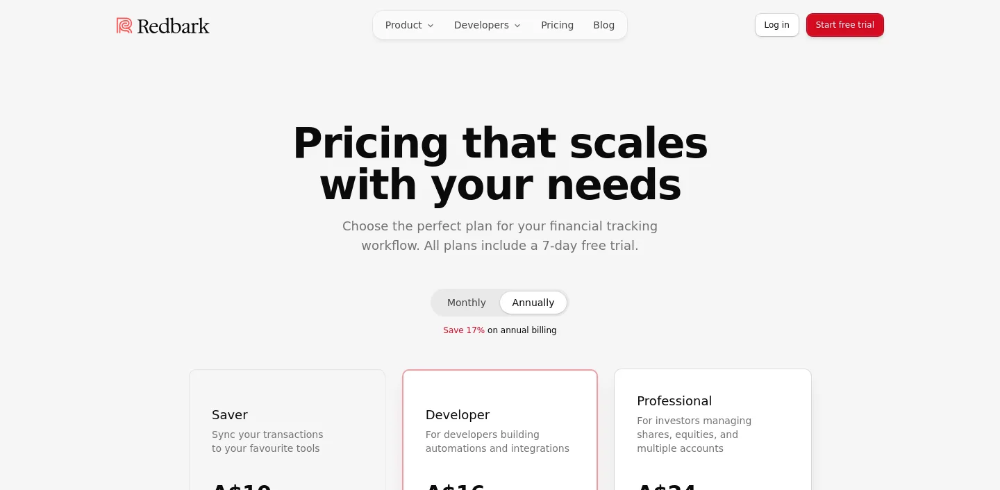 redbark.com Hero section