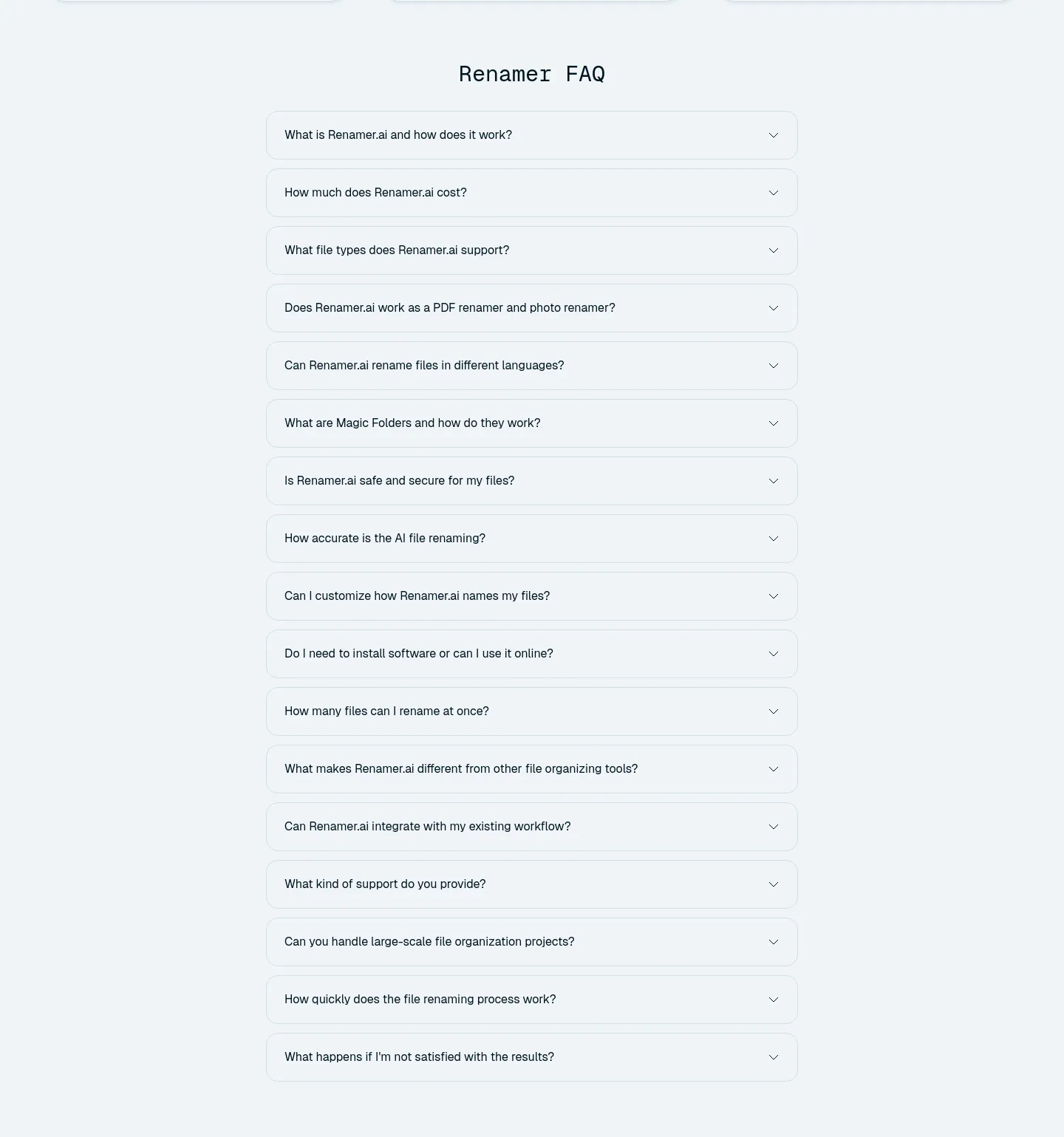 renamer.ai FAQ section