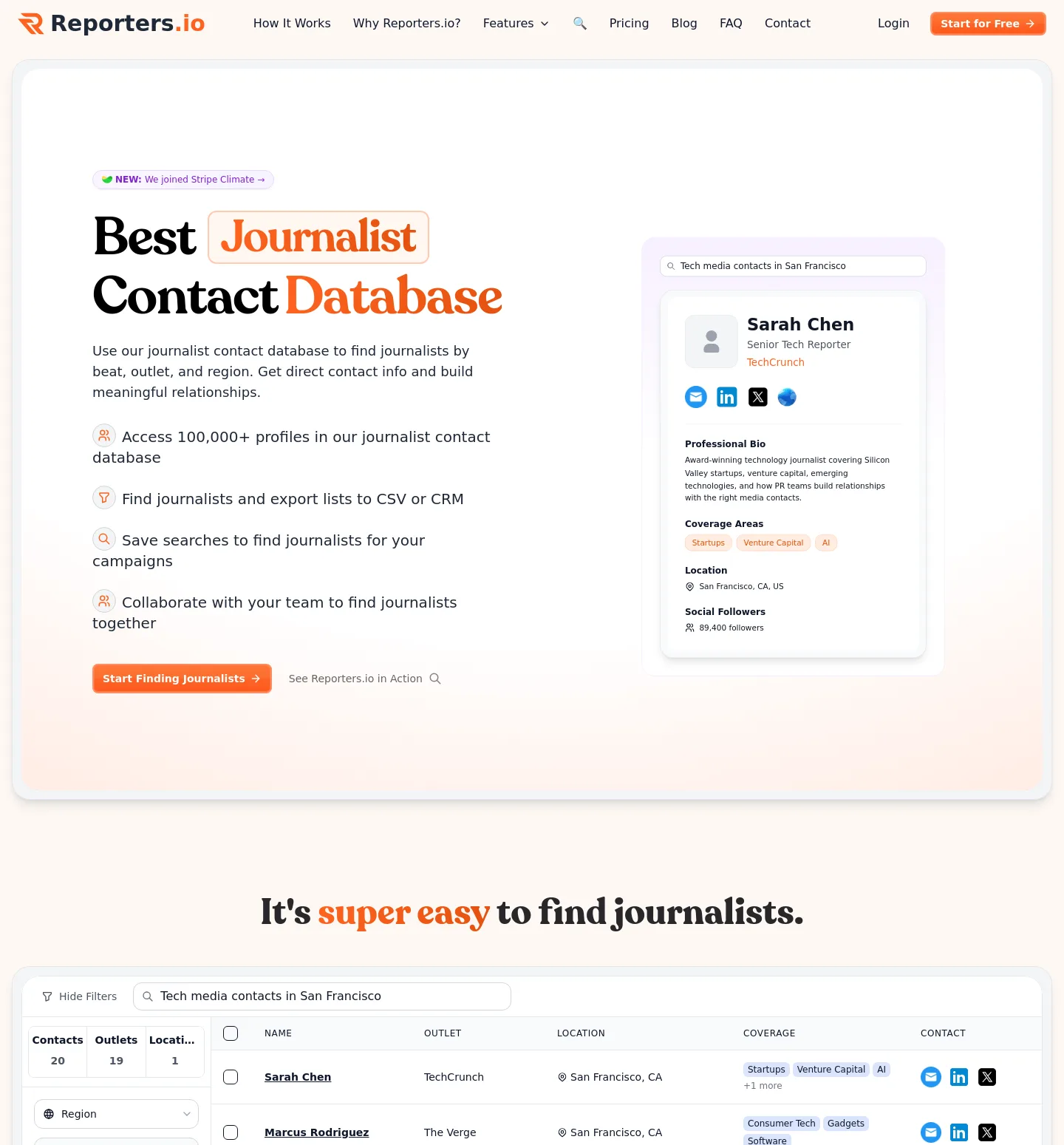reporters.io — Hero + Logo Wall + Pricing + FAQ