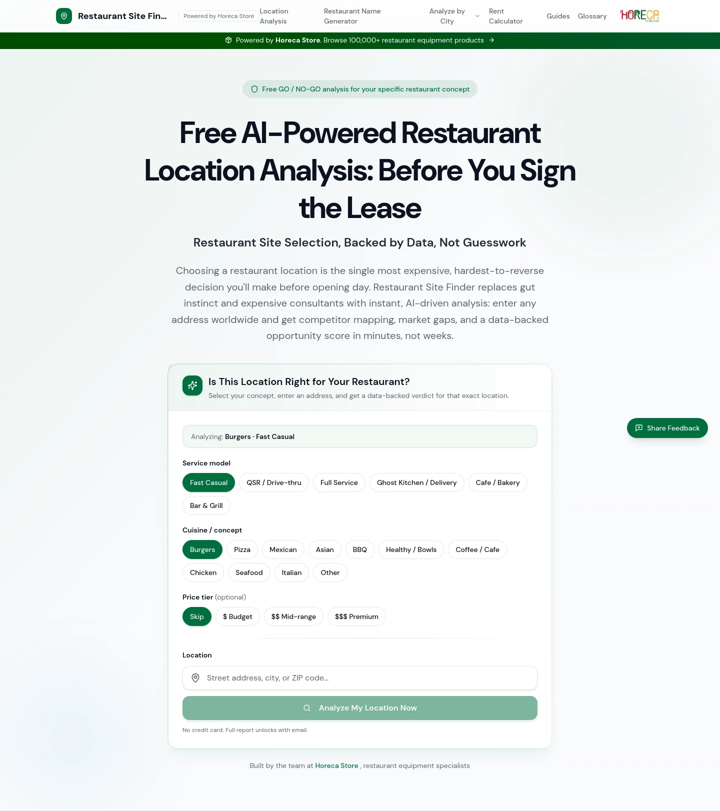 restaurantsitefinder.com — Hero