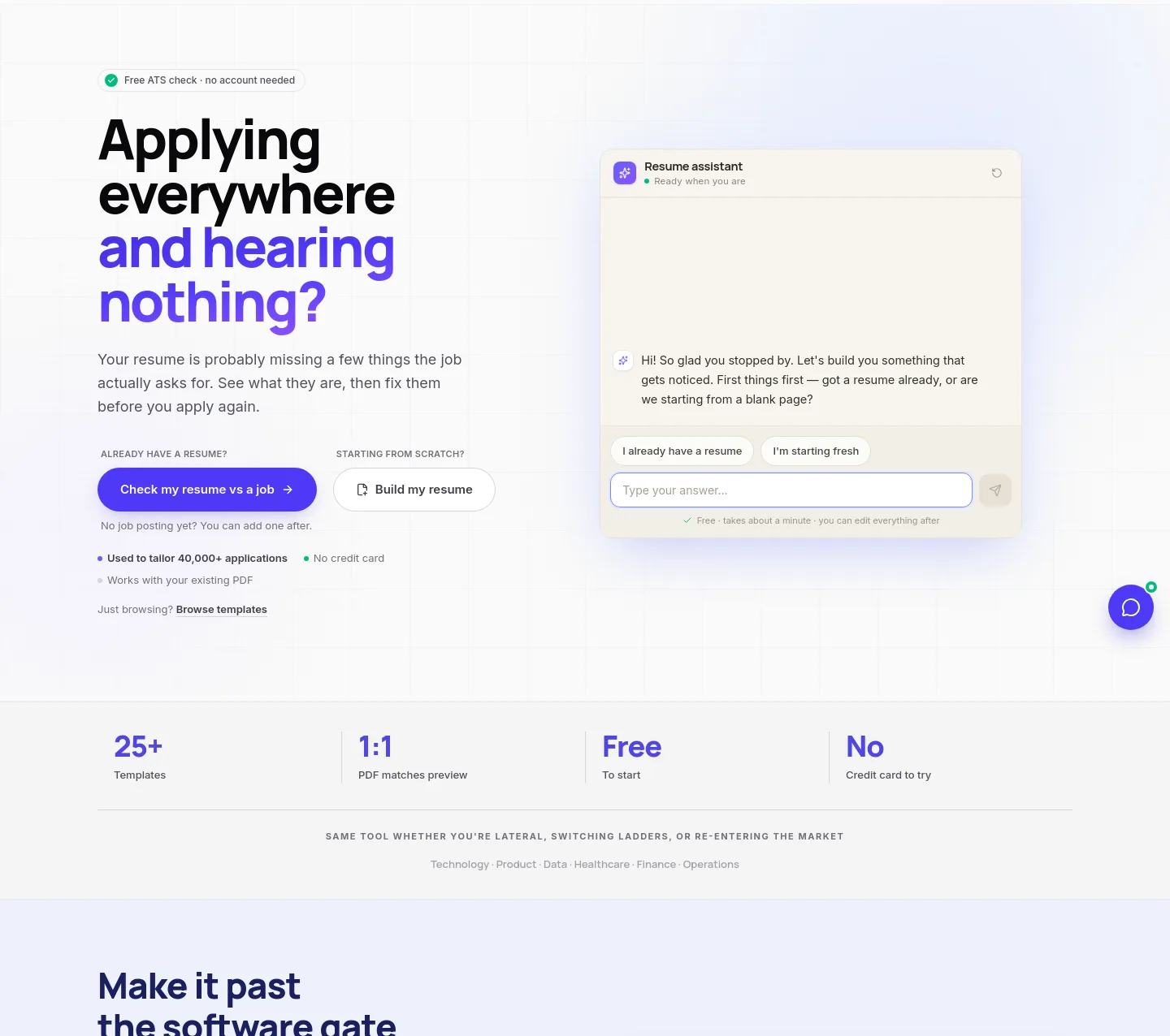 resumestart.ai — Hero