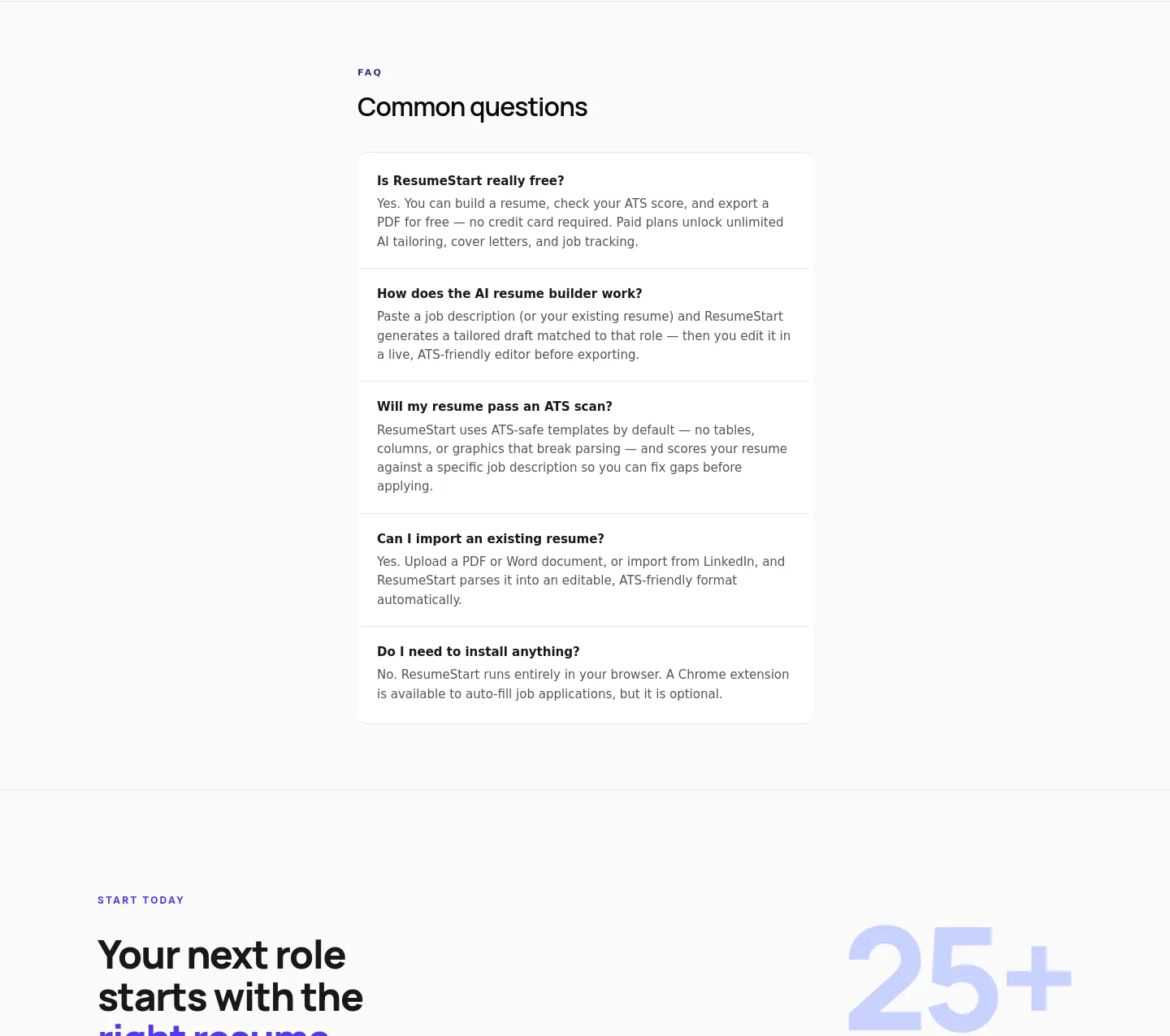 resumestart.ai — FAQ