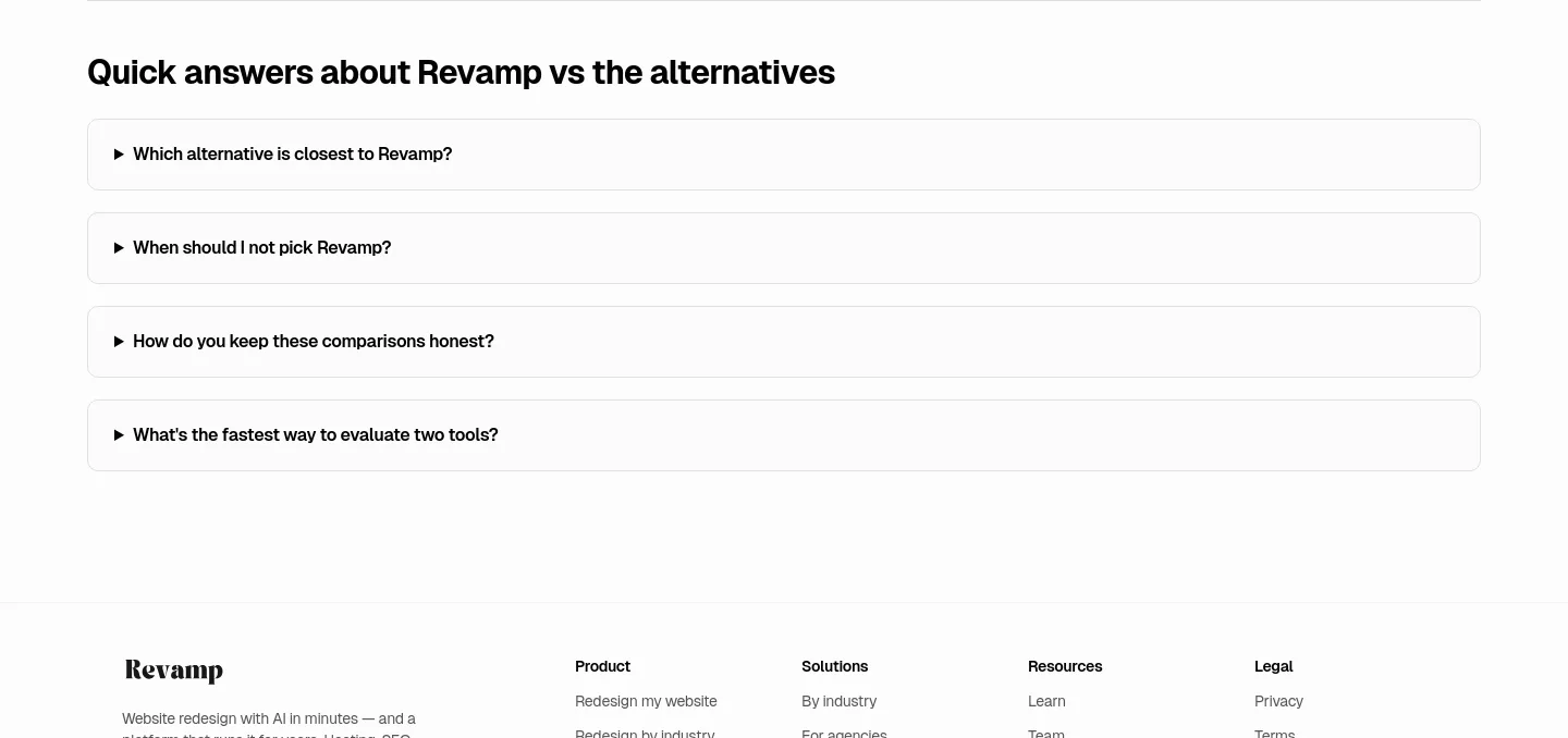 revamp.dev FAQ section