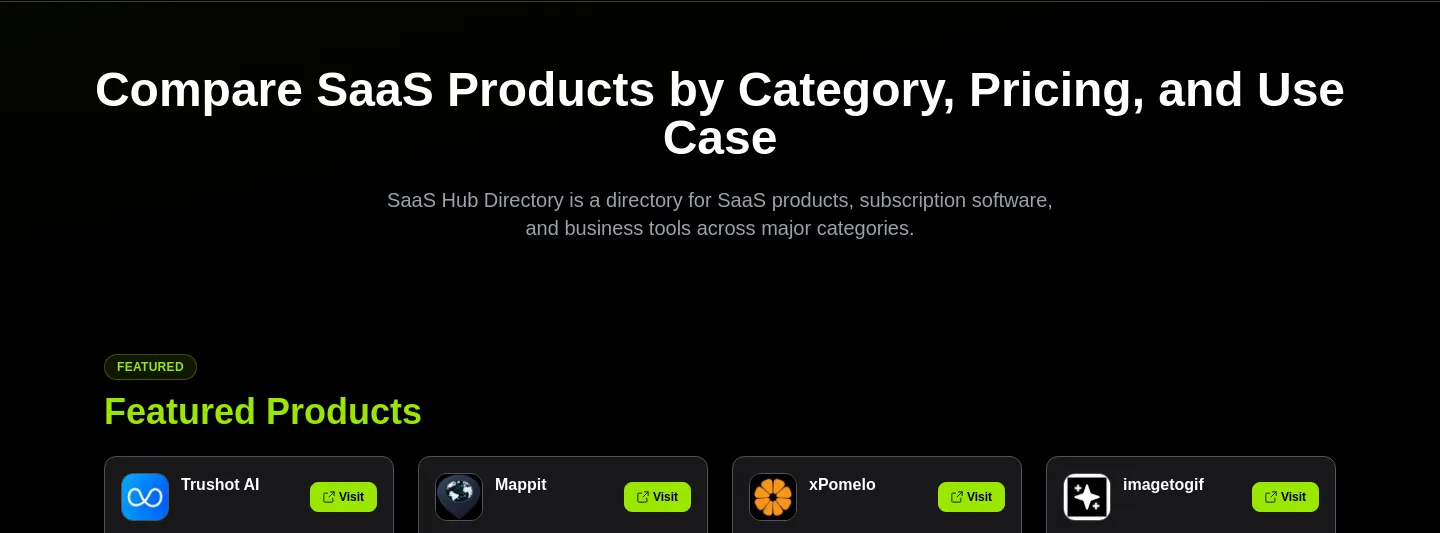 saashubdirectory.com — Hero