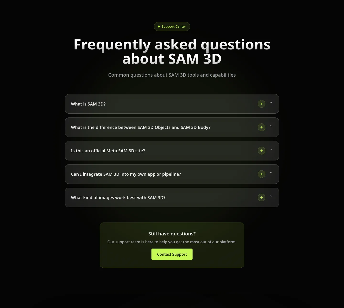 sam-3d.com — FAQ