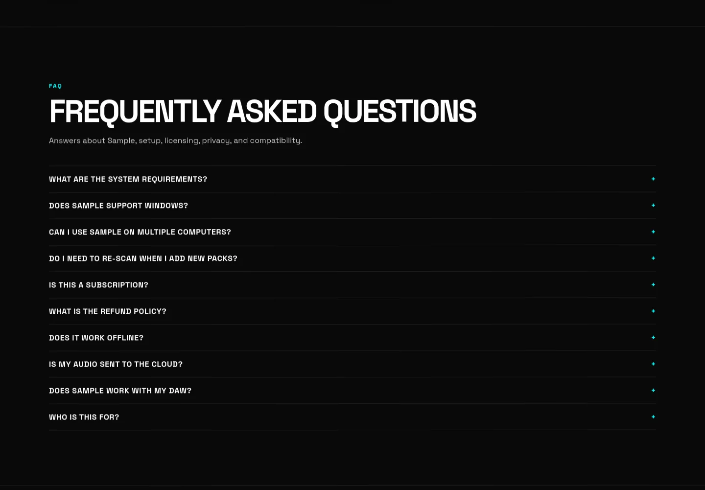 sample.audio — FAQ
