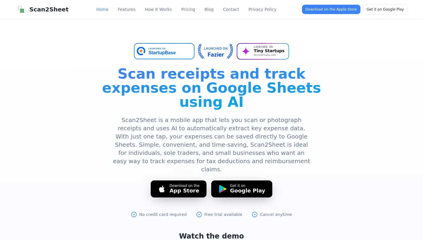 scan2sheet.com — The Pricing Page