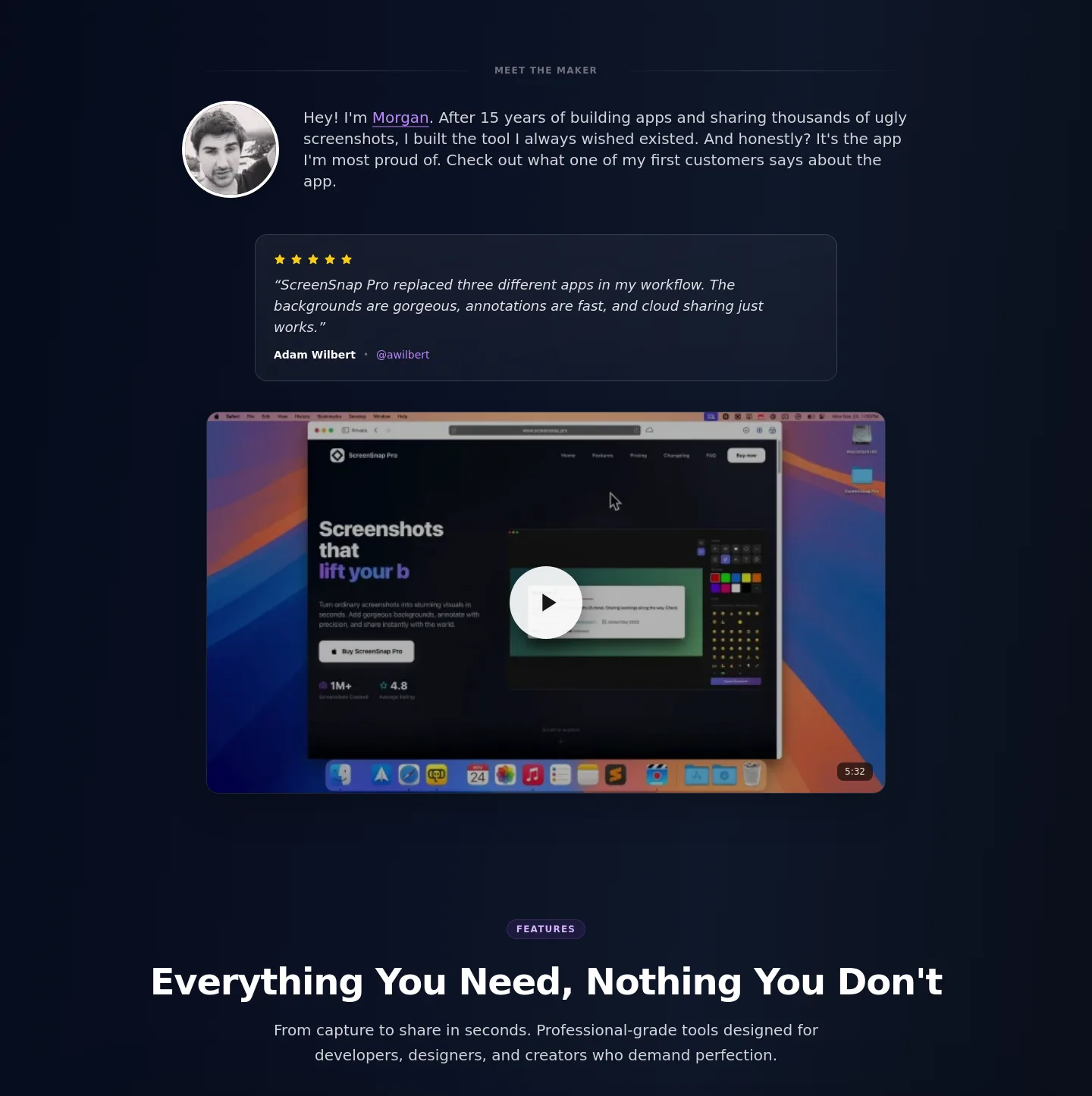 screensnap.pro Features section