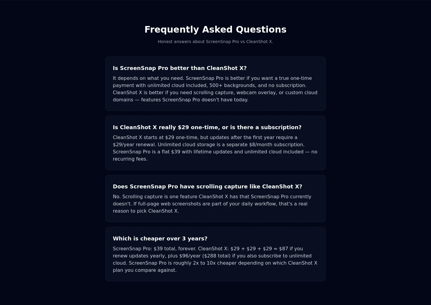 screensnap.pro FAQ section