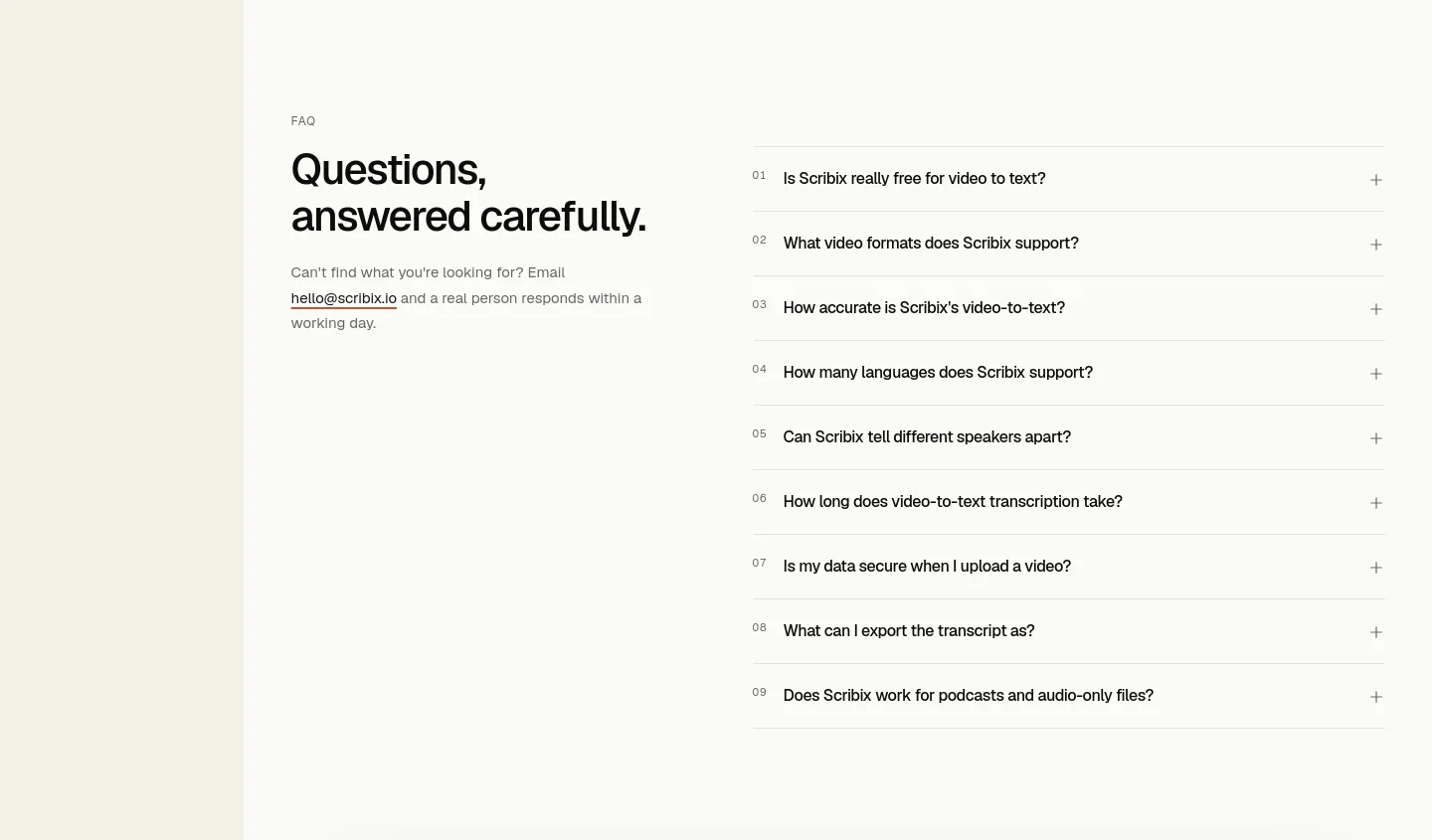 scribix.io — FAQ