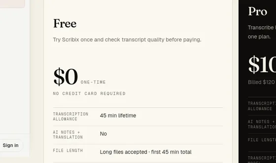 No credit card element from scribix.io