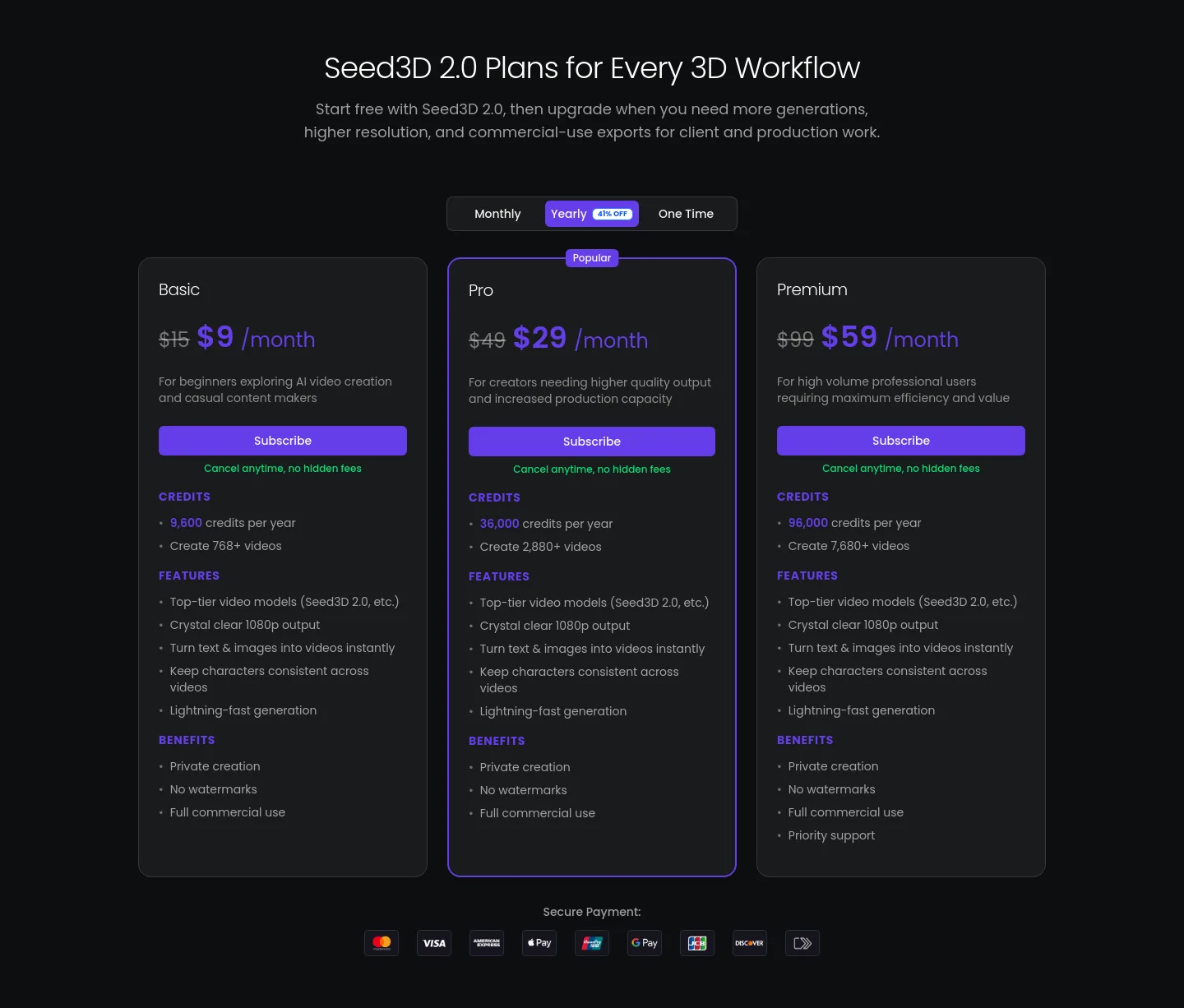 seed3d20.app — Pricing