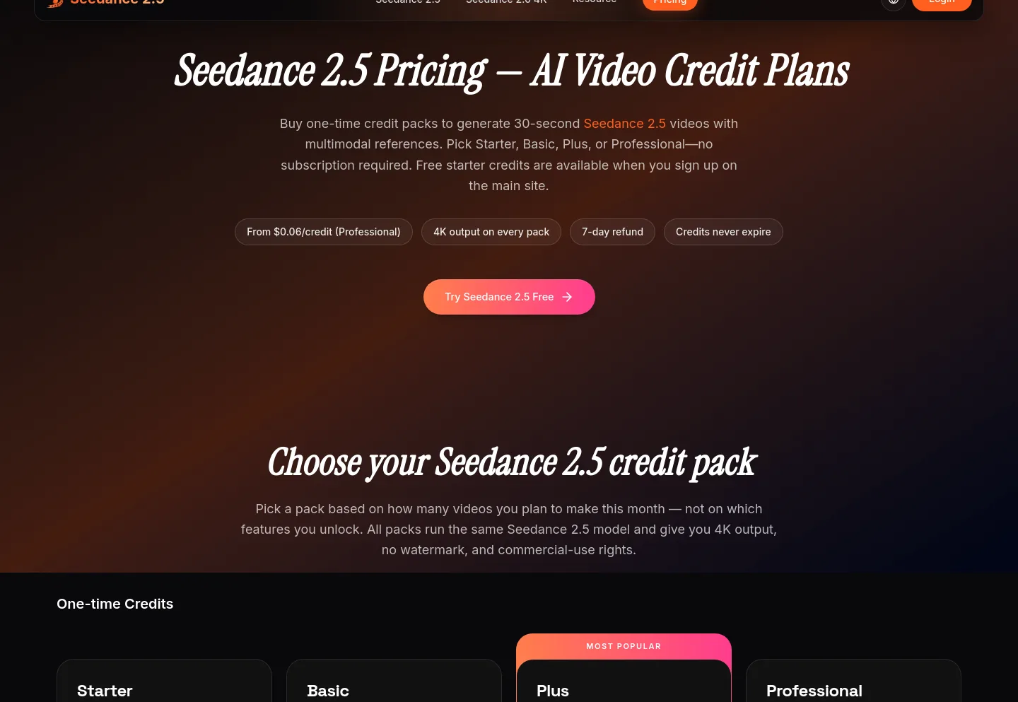 seedance25.tools Hero section