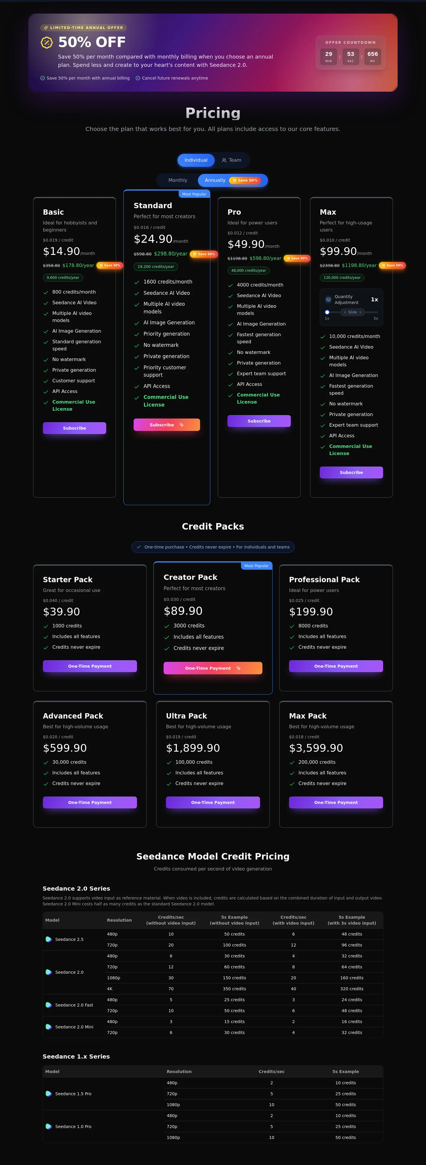 seevio.ai — Pricing