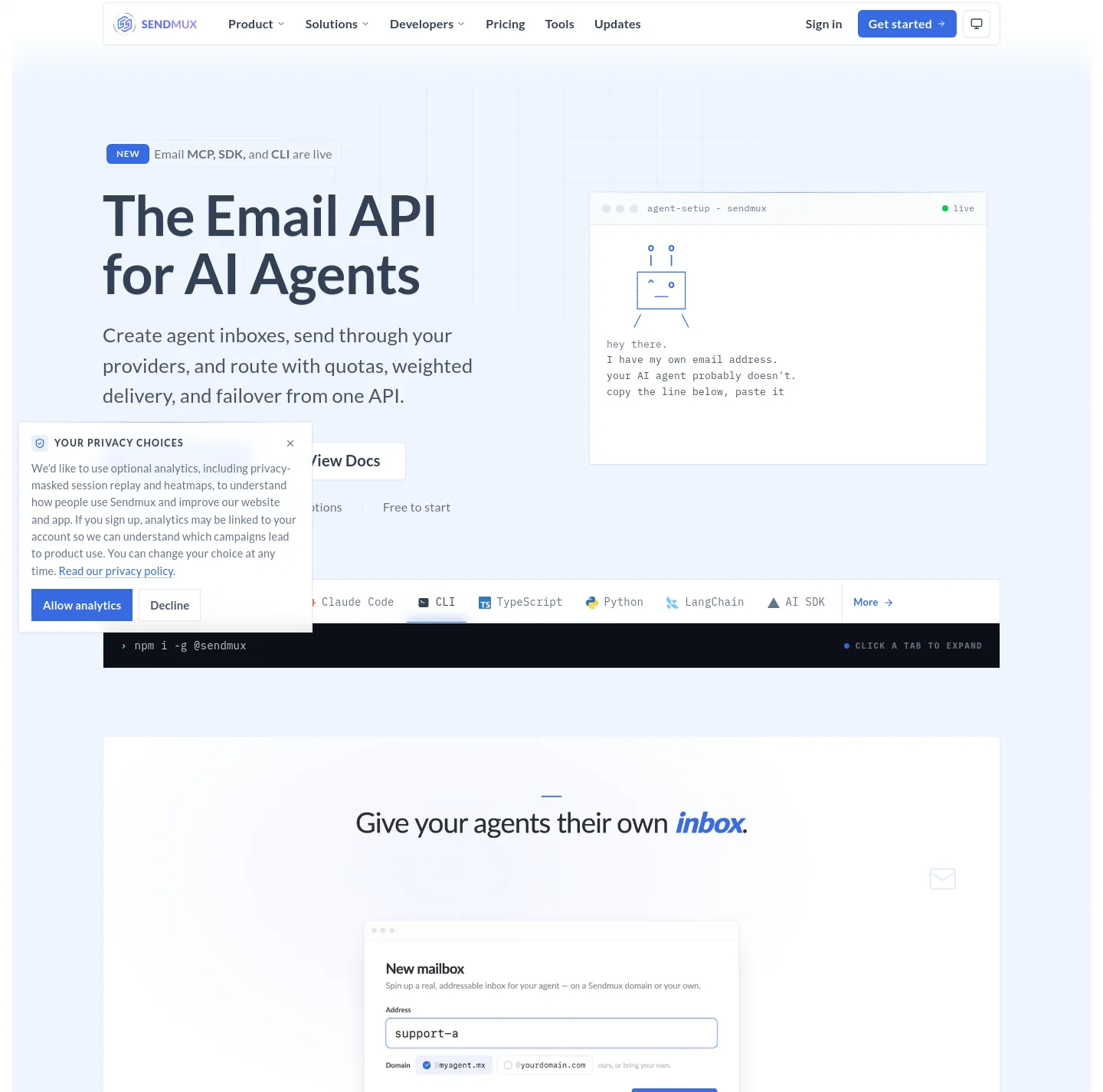sendmux.ai — Hero