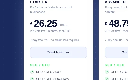 No credit card element from seo.neogenio.ai