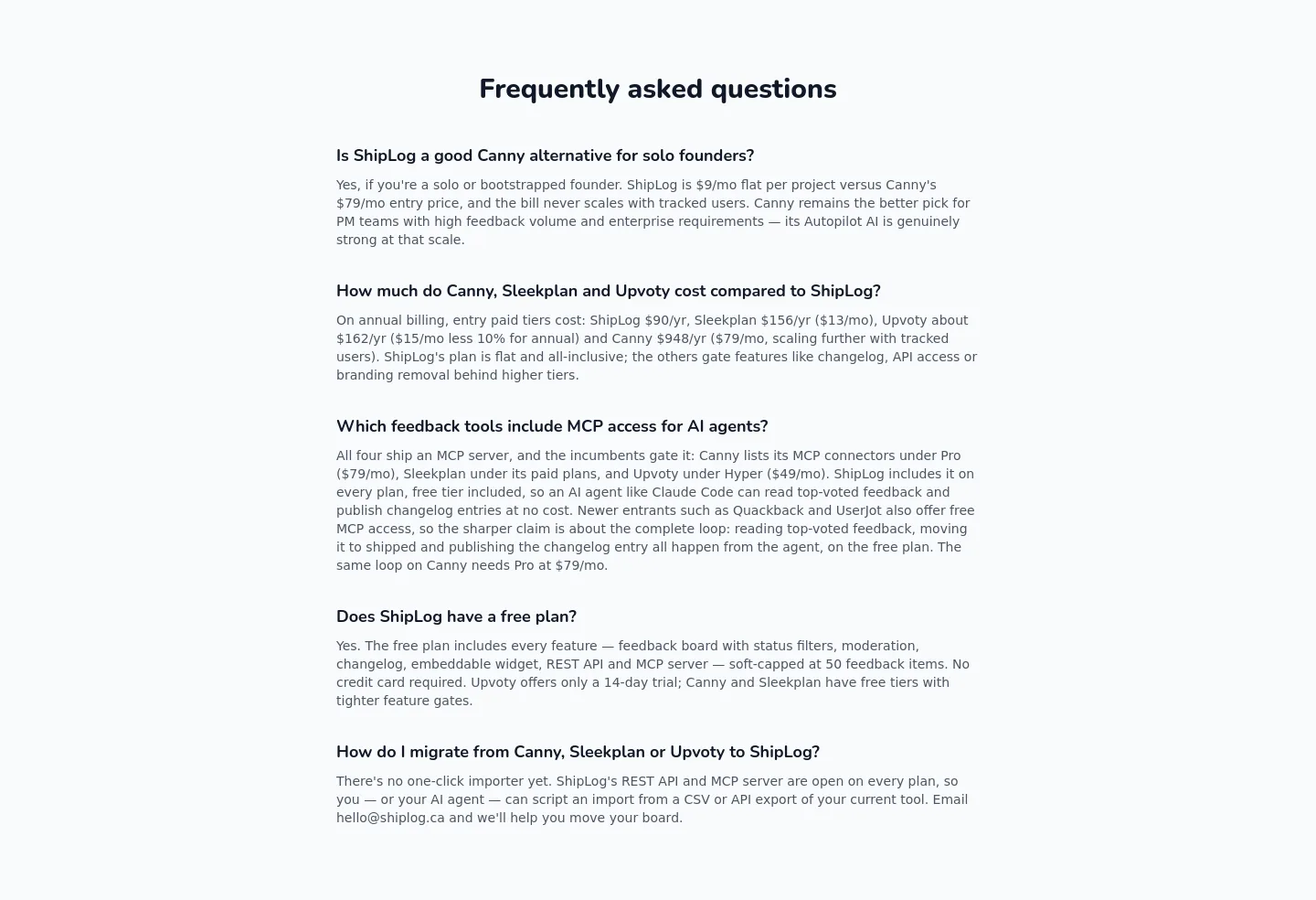 shiplog.ca — FAQ